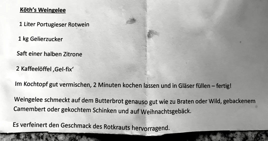 Rezept für das Rotwein Weingelee