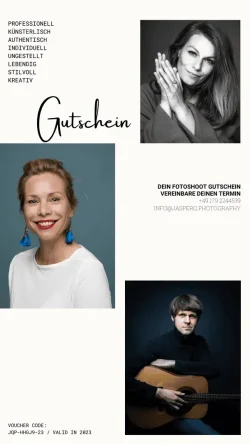 Bild eines Gutscheins für einen Fotoshoot mit jasper q photography